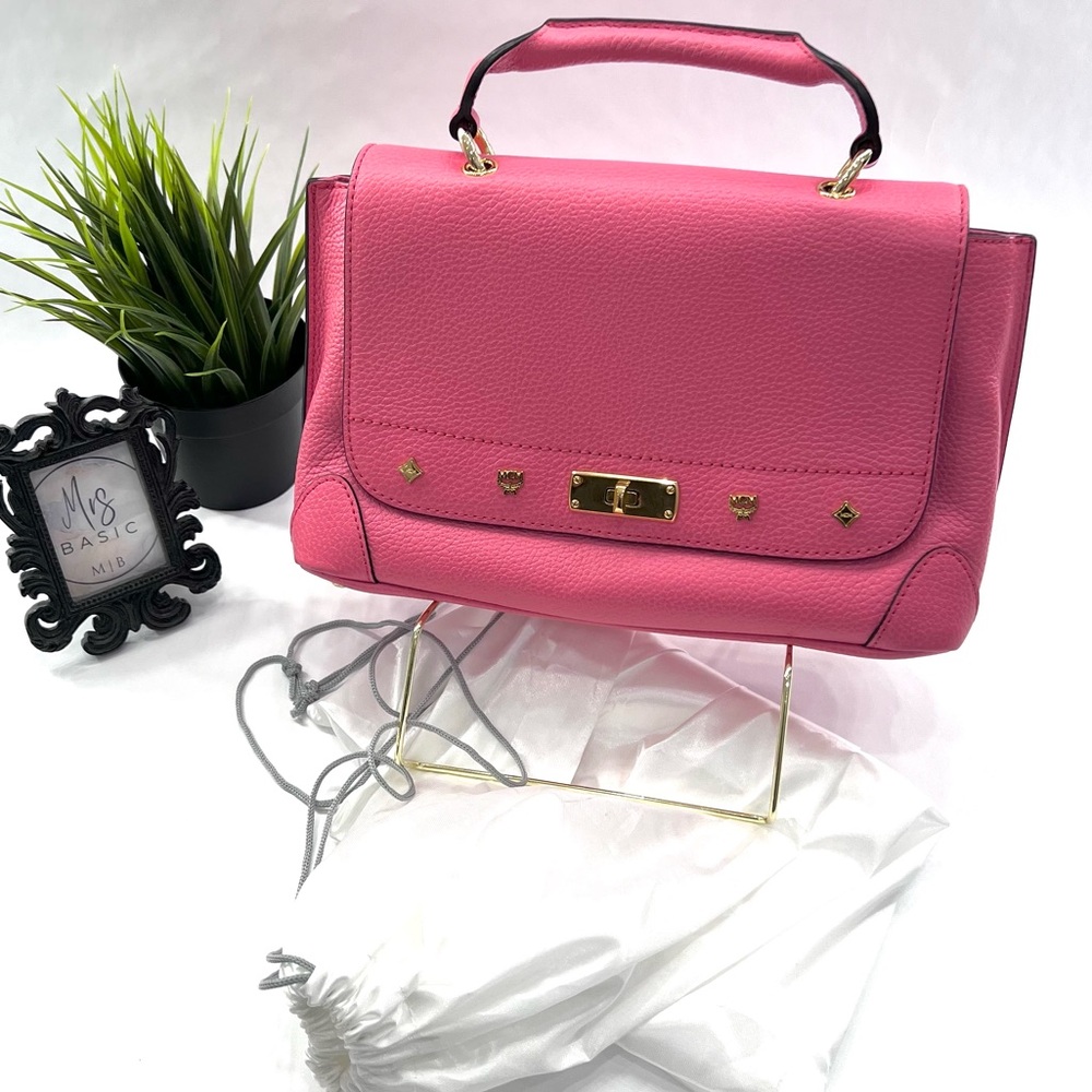 Ltd Ed MCM First Lady Leather Top Handle/Crossbody Bag in Sugar Pink w/COA